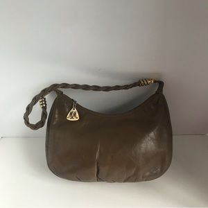 Vintage MM Morris Moskowitz Brown Leather Hobo bag Braid Handle